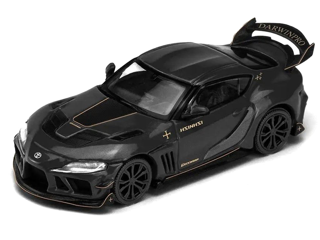 Toyota Supra DarwinPro Black with Gold Accents "Enigma Exclusive Edition" 1/64 Diecast Model Car by Pop Race