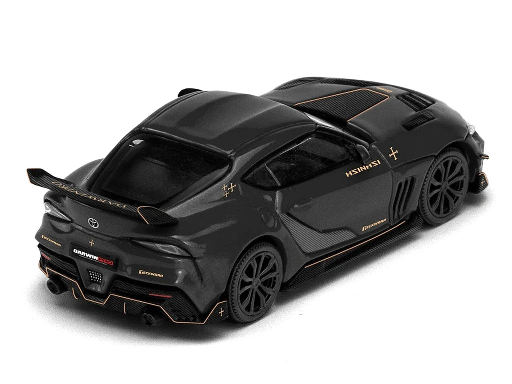 Toyota Supra DarwinPro Black with Gold Accents "Enigma Exclusive Edition" 1/64 Diecast Model Car by Pop Race