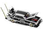 Skyline C210 "Bosozoku Style" RHD (Right Hand Drive) #210 Matt Black and Silver 1/64 Diecast Model Car by Pop Race-1