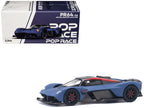 Aston Martin Valkyrie Satin Marina Blue with Carbon Top 1/64 Diecast Model Car by Pop Race-4