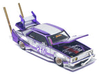 Skyline C210 Kaido Racer "Bosozoku Style" RHD (Right Hand Drive) #210 Purple and Silver 1/64 Diecast Model Car by Pop Race-2