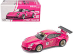 RWB 997 #12 "Hotel Ava" Pink Metallic 1/64 Diecast Model Car by Pop Race-3