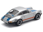 Singer 964 Silver Metallic with Blue and Red Stripes 1/64 Diecast Model Car by Pop Race-0