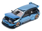 Pandem Civic EG6 RHD (Right Hand Drive) Blue Chrome 1/64 Diecast Model Car by Pop Race-3
