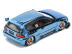 Pandem Civic EG6 RHD (Right Hand Drive) Blue Chrome 1/64 Diecast Model Car by Pop Race-1