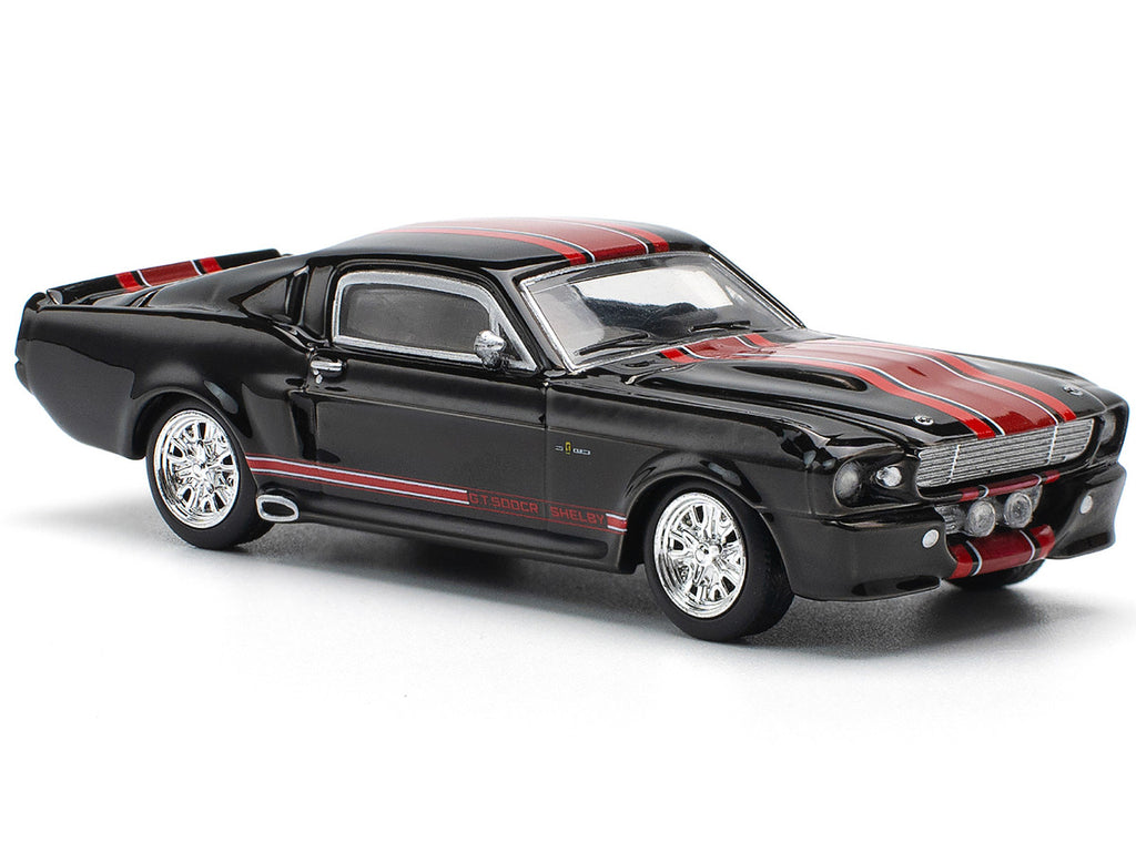 Shelby Mustang GT500 Dark Chrome with Red Stripes 1/64 Diecast Model Car by Pop Race-3