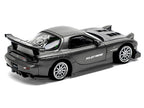 Mazda RX7 (FD) "RE Amemiya" Widebody RHD (Right Hand Drive) Gunmetal Gray Metallic with Carbon Hood 1/64 Diecast Model Car by Pop Race-3