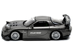 Mazda RX7 (FD) "RE Amemiya" Widebody RHD (Right Hand Drive) Gunmetal Gray Metallic with Carbon Hood 1/64 Diecast Model Car by Pop Race-2