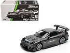 Mazda RX7 (FD) "RE Amemiya" Widebody RHD (Right Hand Drive) Gunmetal Gray Metallic with Carbon Hood 1/64 Diecast Model Car by Pop Race-4