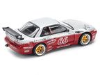 Nissan Pandem S13 RHD (Right Hand Drive) #66 "Moontech" Silver and Red Metallic 1/64 Diecast Model Car by Pop Race-1