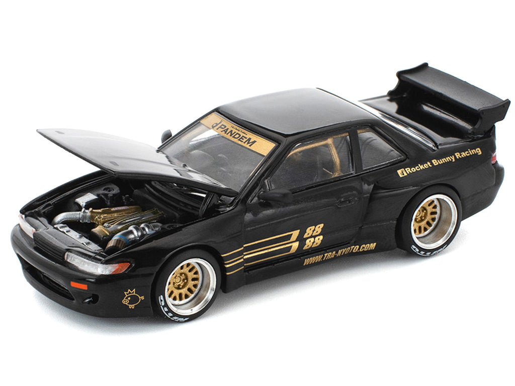 Pandem S13 RHD (Right Hand Drive) Black with Gold Accents 1/64 Diecast Model Car by Pop Race