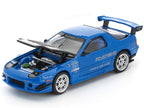Mazda RX7 (FC3S) RE Amemiya RHD (Right Hand Drive) Blue Metallic with Carbon Hood 1/64 Diecast Model Car by Pop Race-2