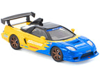 Honda NSX-R GT RHD (Right Hand Drive) "Spoon Sports" Blue and Yellow with Black Top 1/64 Diecast Model Car by Pop Race-3