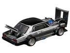 Skyline GT-R V8 Drift "Hakosuka" RHD (Right Hand Drive) Silver Chrome with Black Hood and Top 1/64 Diecast Model Car by Pop Race-2