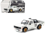 Datsun Pandem 620 Pickup Truck "Rocket Bunny Racing" White with Graphics 1/64 Diecast Model Car by Pop Race-4