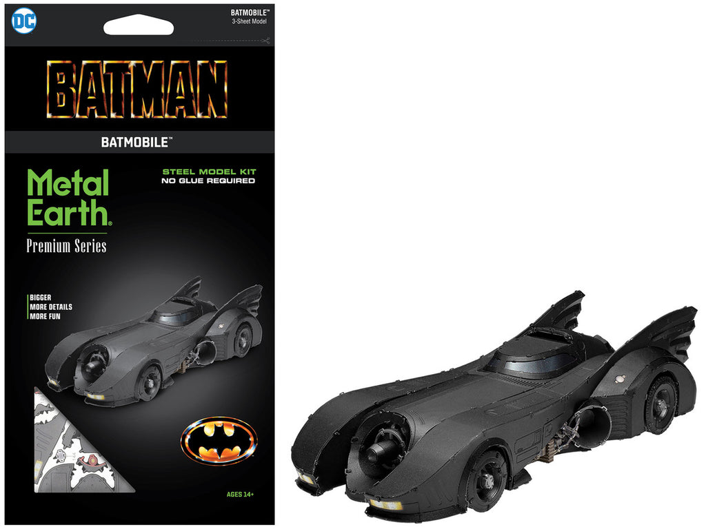 Model Kit 1989 Batmobile Black "Batman" (1989) Movie (Challenging Difficulty) Steel Model by Metal Earth-4