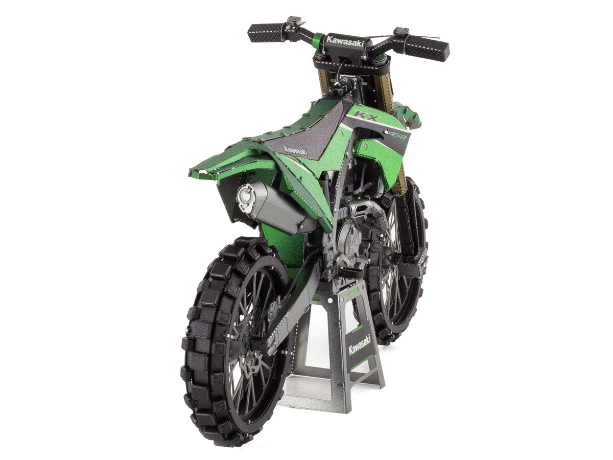 Model Kit Kawasaki KX450 Off-Road Motorcycle Green (Challenging Difficulty) Steel Model by Metal Earth-1