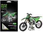 Model Kit Kawasaki KX450 Off-Road Motorcycle Green (Challenging Difficulty) Steel Model by Metal Earth-4