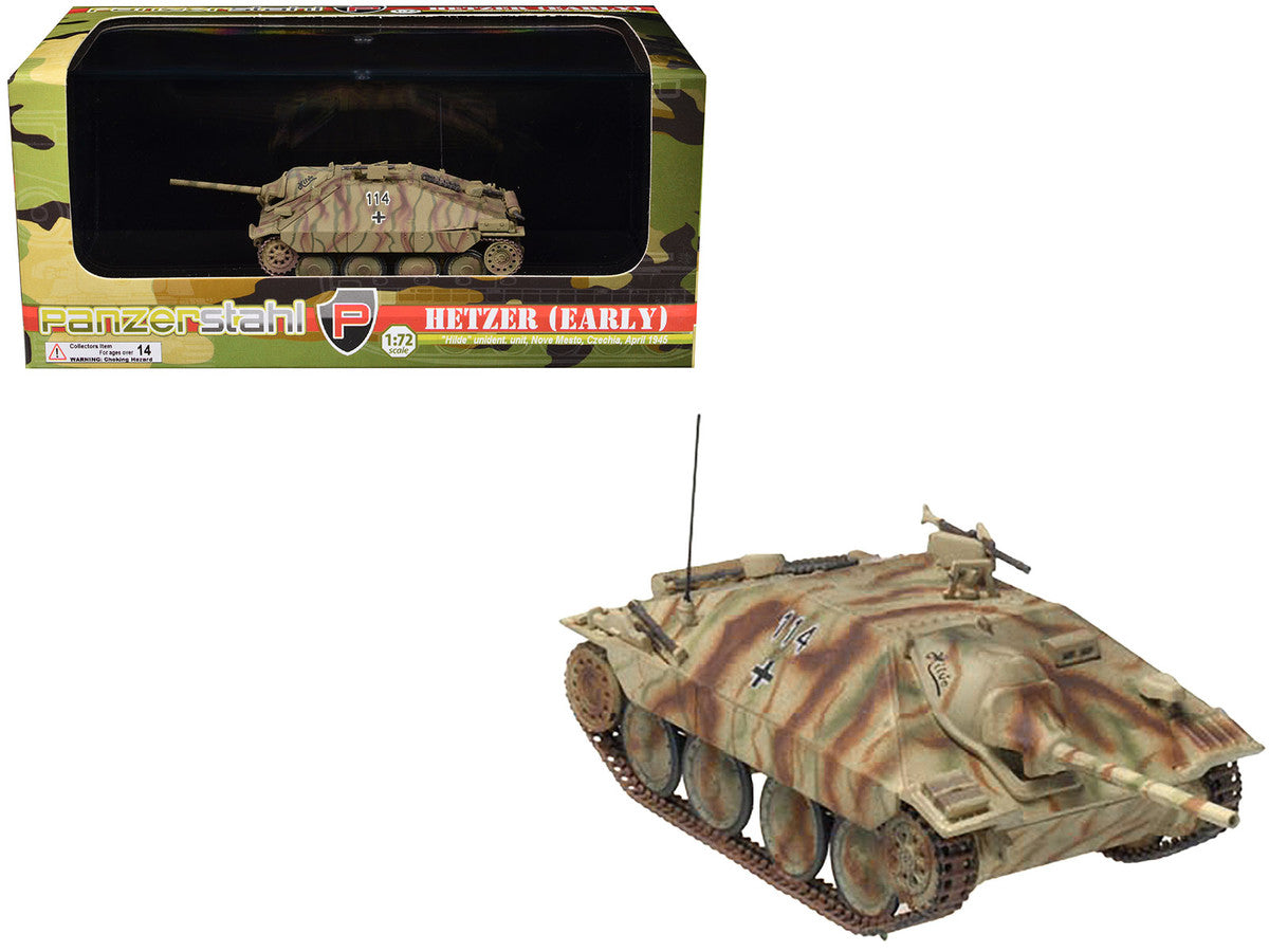 Hetzer (Early) Tank Destroyer "#114 Hilde Nove Mesto Czechoslovakia" (1945) German Army 1/72 Diecast Model by Panzerstahl-4