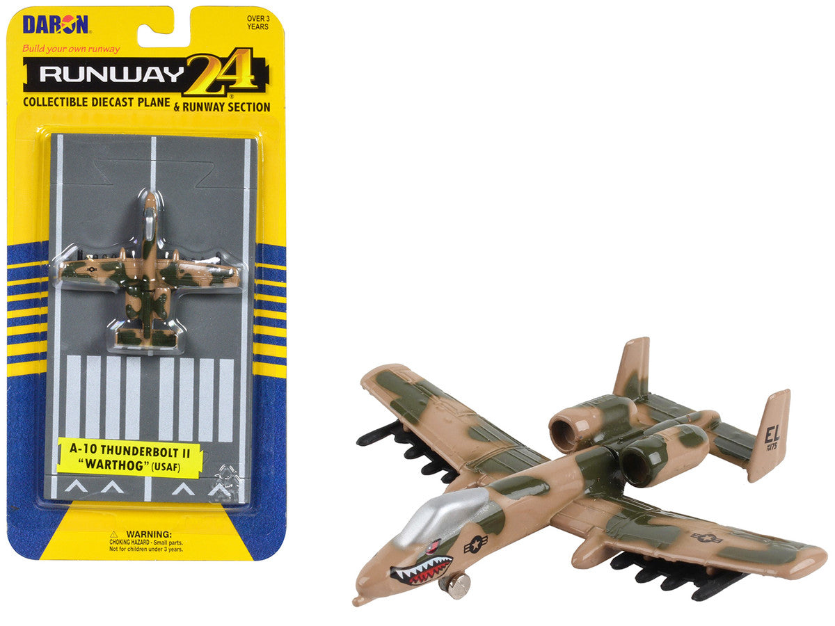 Fairchild Republic A-10 Thunderbolt II "Warthog" Attack Aircraft Camouflage "United States Air Force" with Runway Section Diecast Model Airplane by Runway24-0