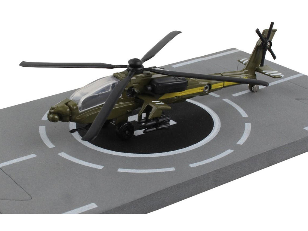 Boeing AH-64 Apache Helicopter Olive Drab "United States Army" with Runway Section Diecast Model by Runway24-1