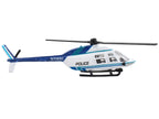 Bell 206 Jetranger Helicopter White and Blue "Police-N70650" with Runway Section Diecast Model by Runway24-1