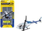 Bell 206 Jetranger Helicopter White and Blue "Police-N70650" with Runway Section Diecast Model by Runway24-0