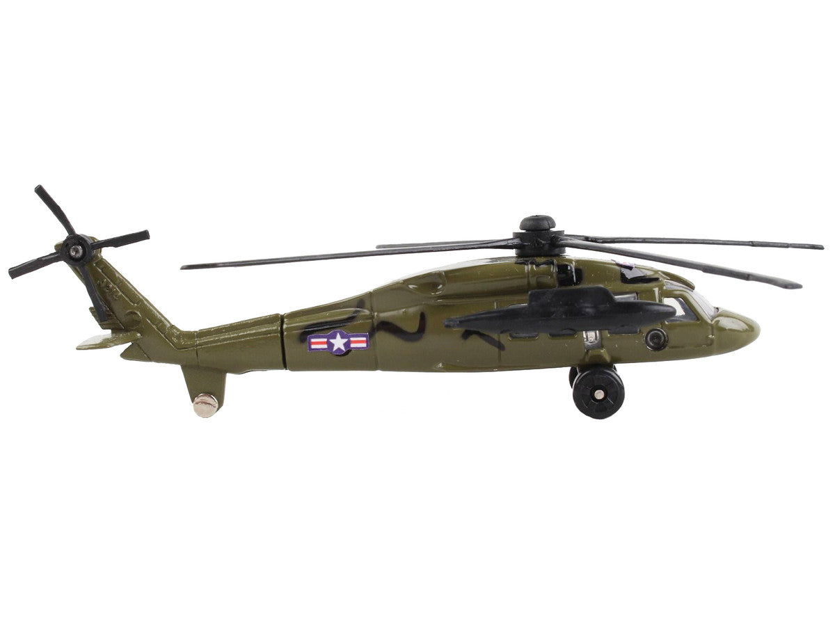 Sikorsky UH-60 Black Hawk Helicopter Olive Drab "United States Army" with Runway Section Diecast Model by Runway24-1