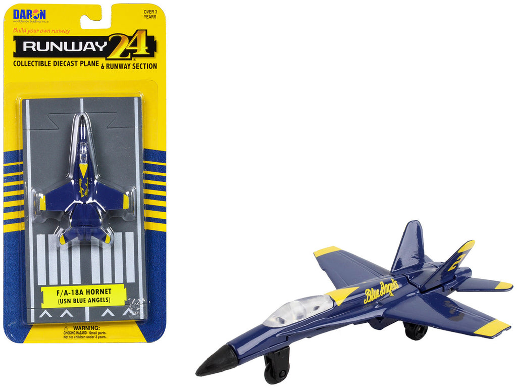 McDonnell Douglas F/A-18A Hornet Fighter Aircraft Blue "United States Navy Blue Angels #2" with Runway Section Diecast Model Airplane by Runway24-0