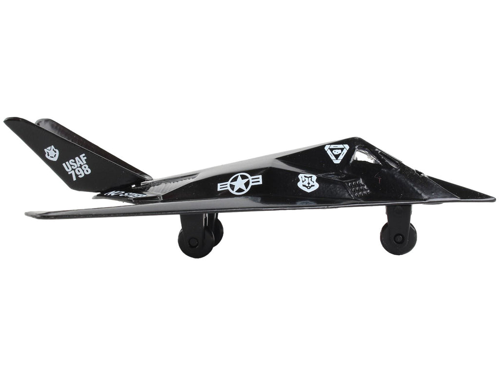 Lockheed F-117 Nighthawk Stealth Aircraft Black "United States Air Force" with Runway Section Diecast Model Airplane by Runway24-1