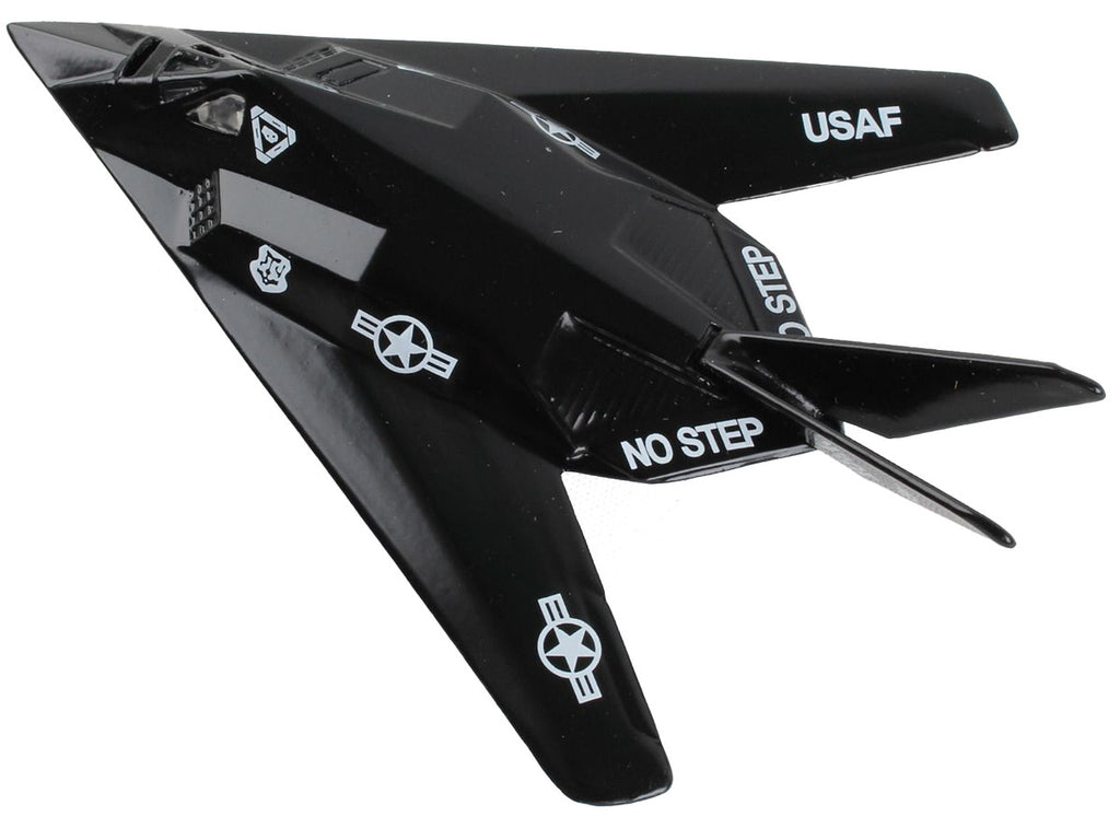 Lockheed F-117 Nighthawk Stealth Aircraft Black "United States Air Force" with Runway Section Diecast Model Airplane by Runway24-2
