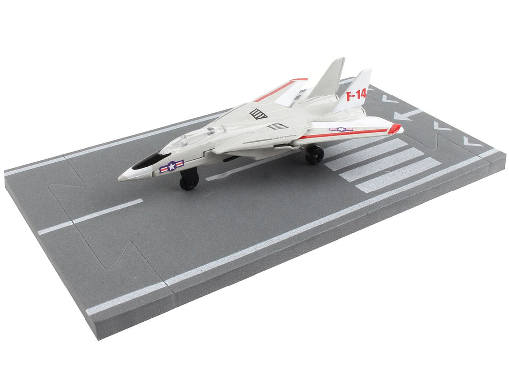 Grumman F-14 Tomcat Fighter Aircraft Gray with Red Stripes "United States Navy Test Aircraft" with Runway Section Diecast Model Airplane by Runway24-2
