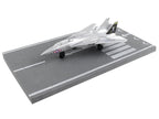 Grumman F-14 Tomcat Fighter Aircraft Silver Metallic "United States Navy VF-84 Jolly Rogers" with Runway Section Diecast Model Airplane by Runway24-2