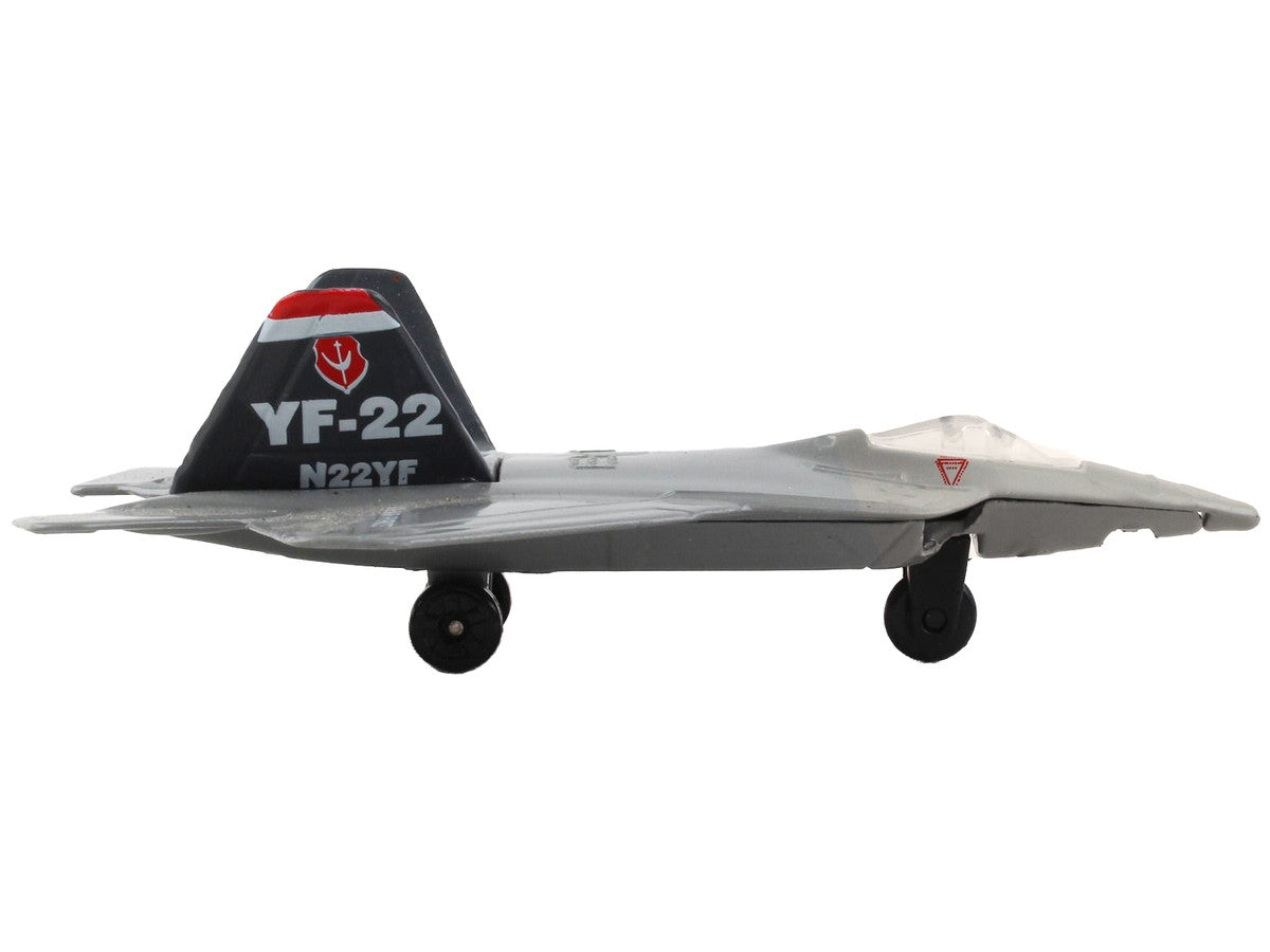 Lockheed Martin F-22 Raptor Stealth Aircraft Gray "United States Air Force YF-22" with Runway Section Diecast Model Airplane by Runway24-1