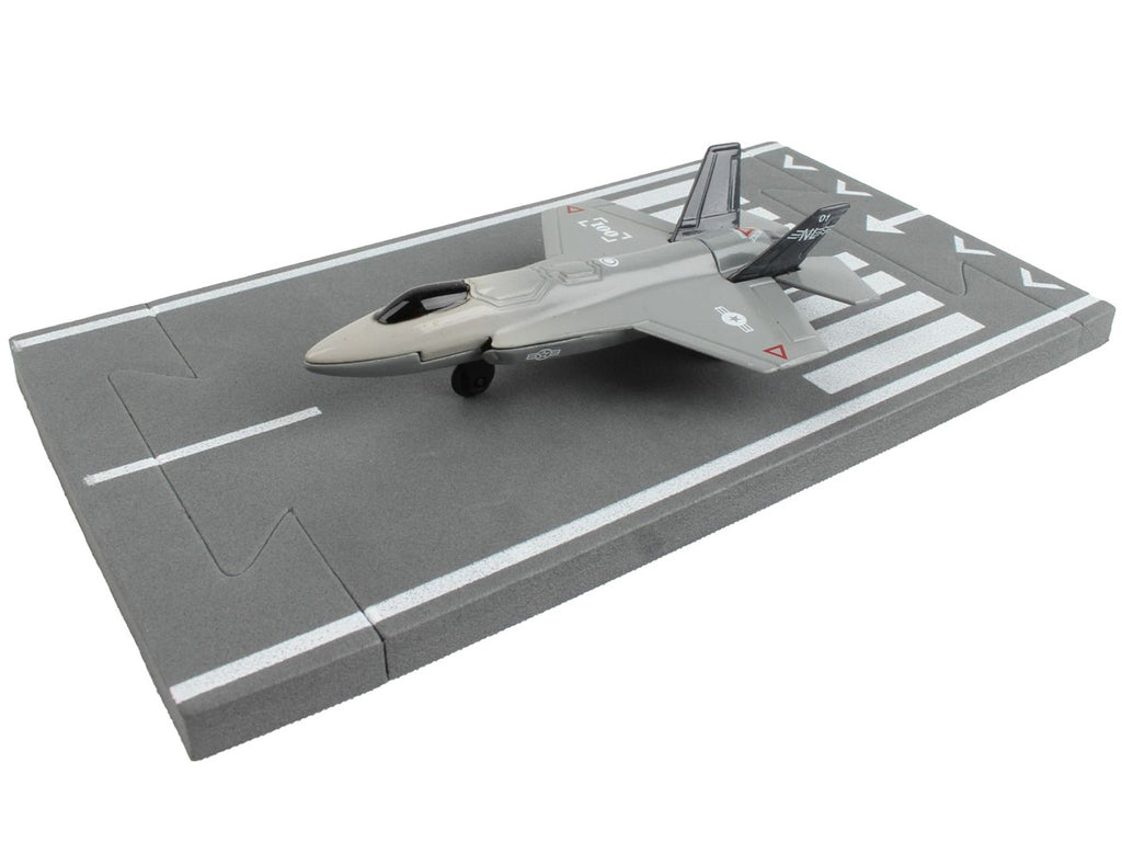 Lockheed Martin F-35 Lightning II Aircraft Gray "Joint Strike Fighter" with Runway Section Diecast Model Airplane by Runway24-1
