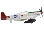 North American P-51C Mustang Fighter Aircraft Gray "Tuskegee Airmen-United States Army Air Force" with Runway Section Diecast Model Airplane by Runway24-1