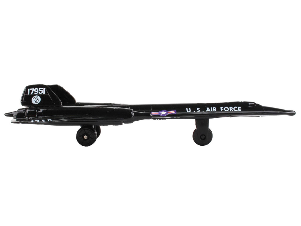 Lockheed SR-71 Blackbird Aircraft Black "United States Air Force" with Runway Section Diecast Model Airplane by Runway24-1