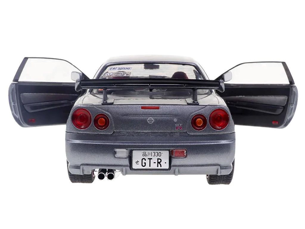 1999 Nissan Skyline GT-R (R34) RHD (Right Hand Drive) Silver Metallic with Purple Wheels 1/18 Diecast Model Car by Solido-2
