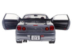 1999 Nissan Skyline GT-R (R34) RHD (Right Hand Drive) Silver Metallic with Purple Wheels 1/18 Diecast Model Car by Solido-2