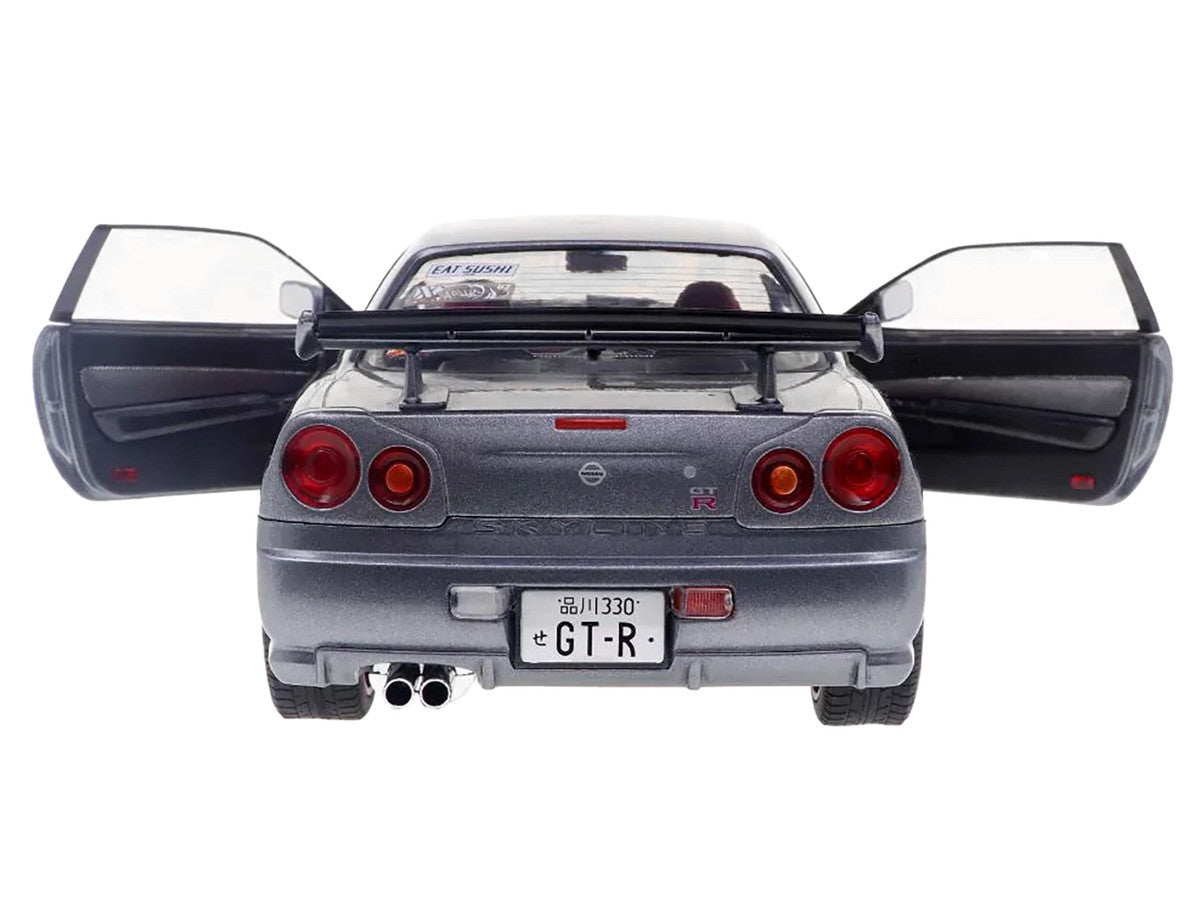 1999 Nissan Skyline GT-R (R34) RHD (Right Hand Drive) Silver Metallic with Purple Wheels 1/18 Diecast Model Car by Solido-2