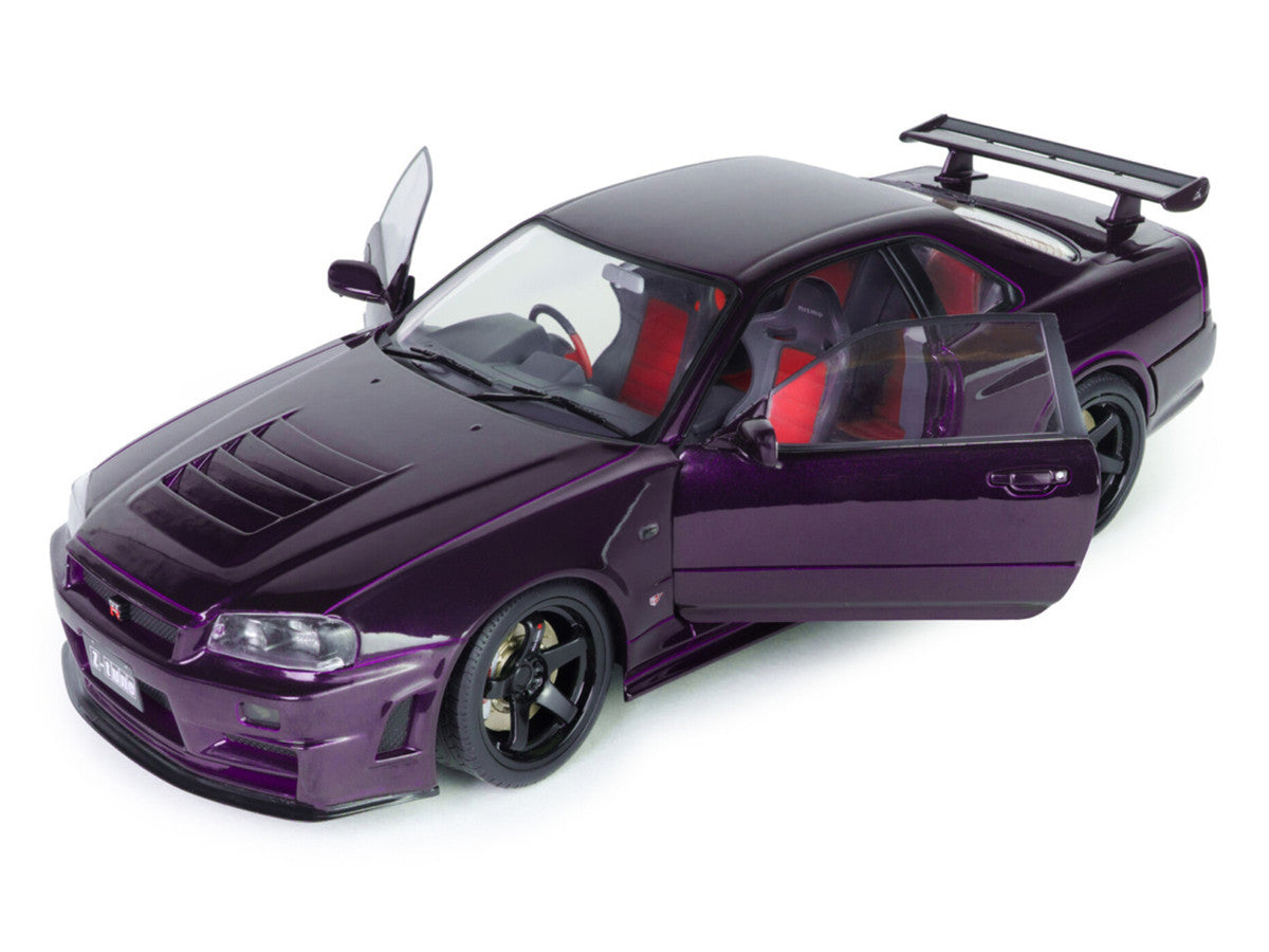 1999 Nissan Skyline GT-R (R34) Z-Tune RHD (Right Hand Drive) Midnight Purple Metallic 1/18 Diecast Model Car by Solido-1