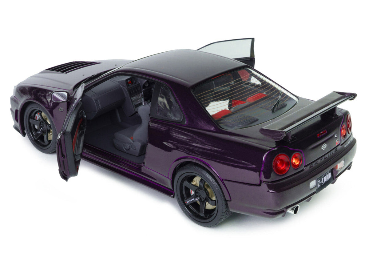 1999 Nissan Skyline GT-R (R34) Z-Tune RHD (Right Hand Drive) Midnight Purple Metallic 1/18 Diecast Model Car by Solido-4