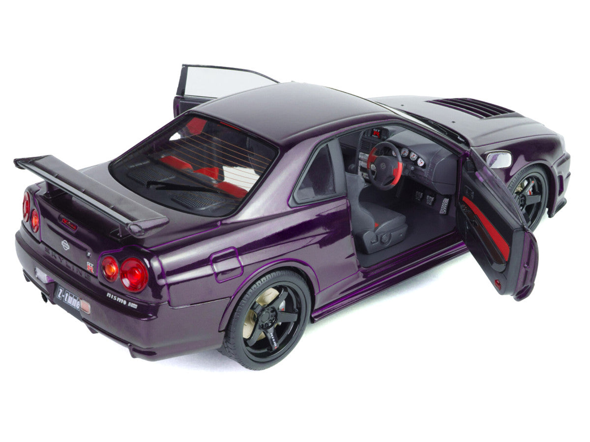 1999 Nissan Skyline GT-R (R34) Z-Tune RHD (Right Hand Drive) Midnight Purple Metallic 1/18 Diecast Model Car by Solido-3