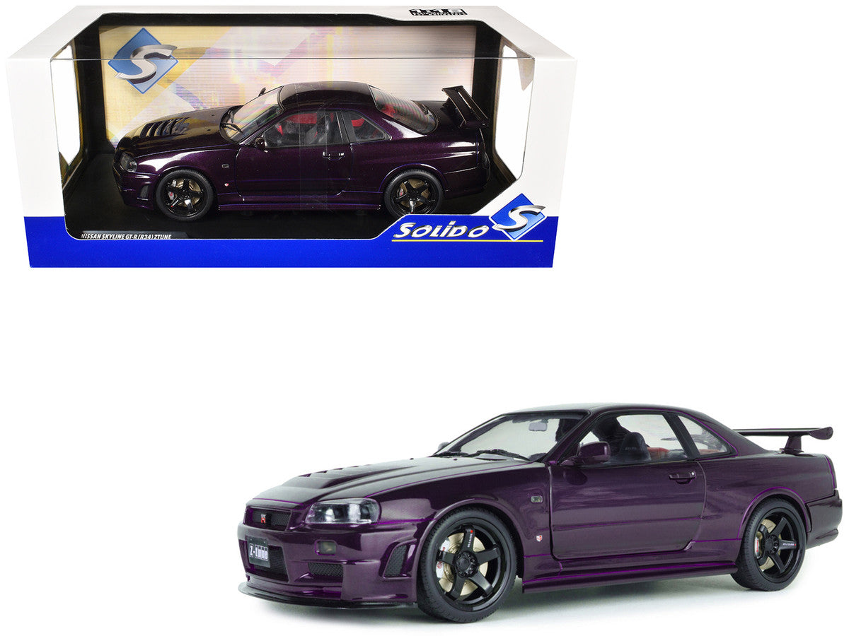 1999 Nissan Skyline GT-R (R34) Z-Tune RHD (Right Hand Drive) Midnight Purple Metallic 1/18 Diecast Model Car by Solido-0