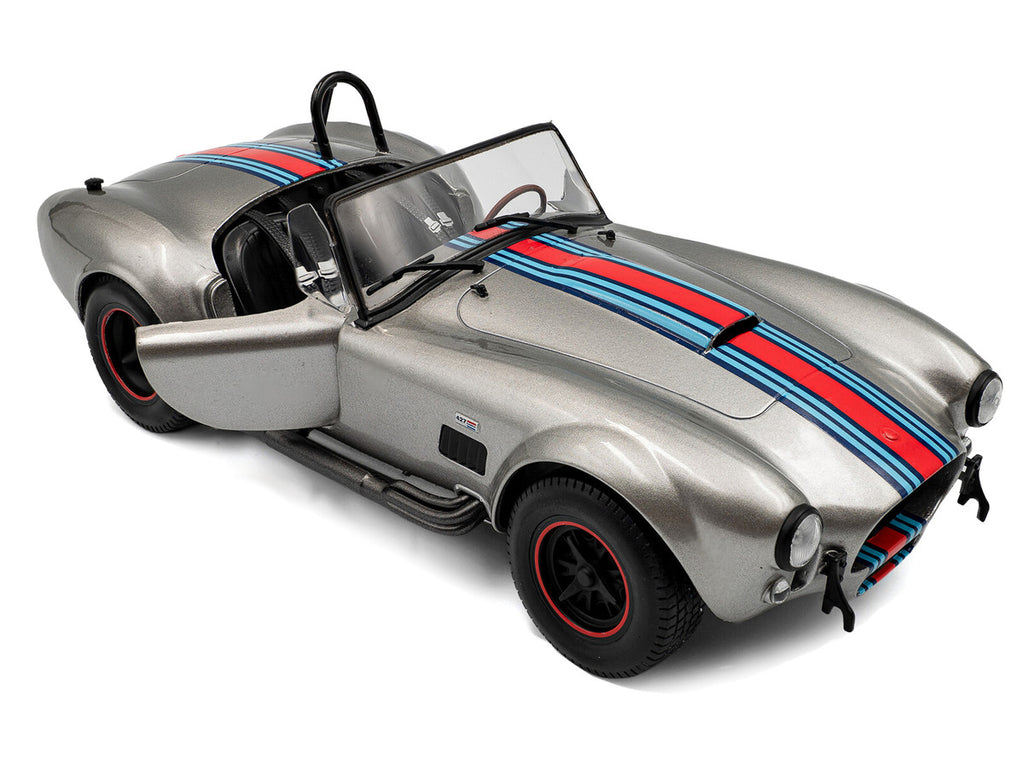 1965 Shelby Cobra 427 MKII "Solido Works M Racing Tribute" Gray Metallic with Stripes 1/18 Diecast Model Car by Solido-1
