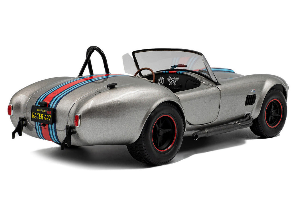 1965 Shelby Cobra 427 MKII "Solido Works M Racing Tribute" Gray Metallic with Stripes 1/18 Diecast Model Car by Solido-2