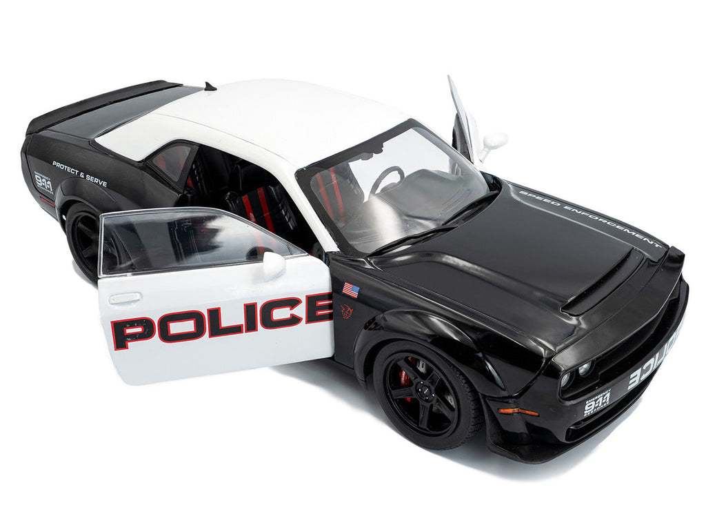 2023 Dodge Challenger Demon "Police" Black and White 1/18 Diecast Model Car by Solido-3