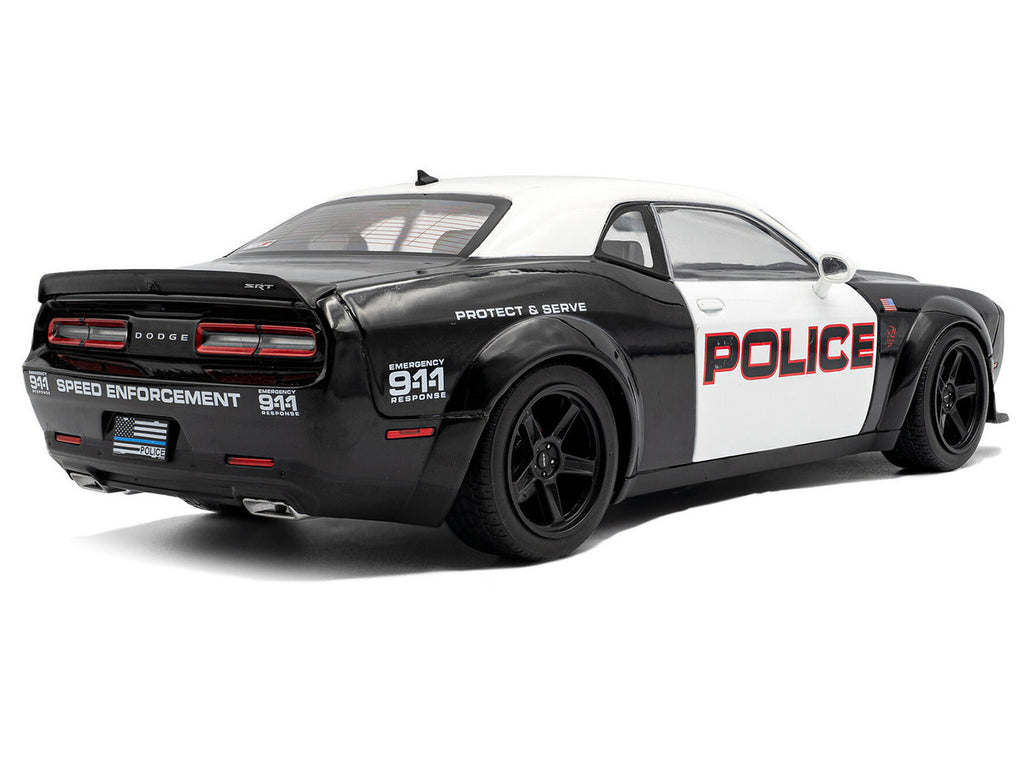 2023 Dodge Challenger Demon "Police" Black and White 1/18 Diecast Model Car by Solido-2