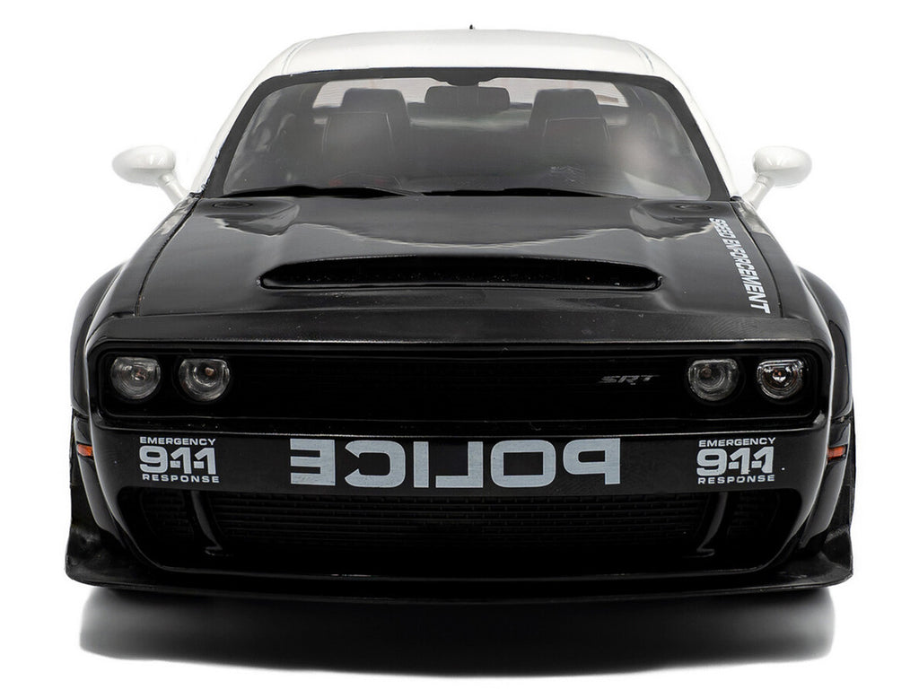 2023 Dodge Challenger Demon "Police" Black and White 1/18 Diecast Model Car by Solido-0