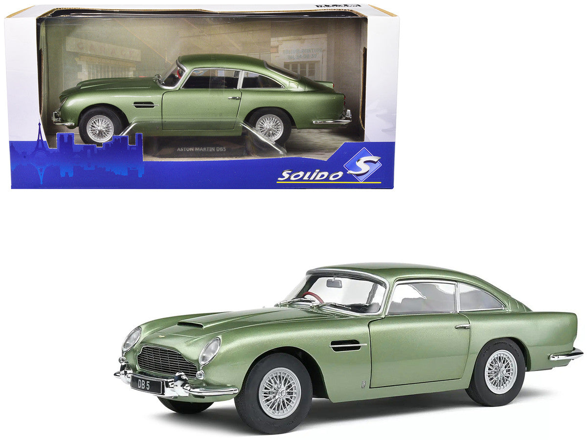 1964 Aston Martin DB5 RHD (Right Hand Drive) Porcelain Green Metallic 1/18 Diecast Model Car by Solido-0